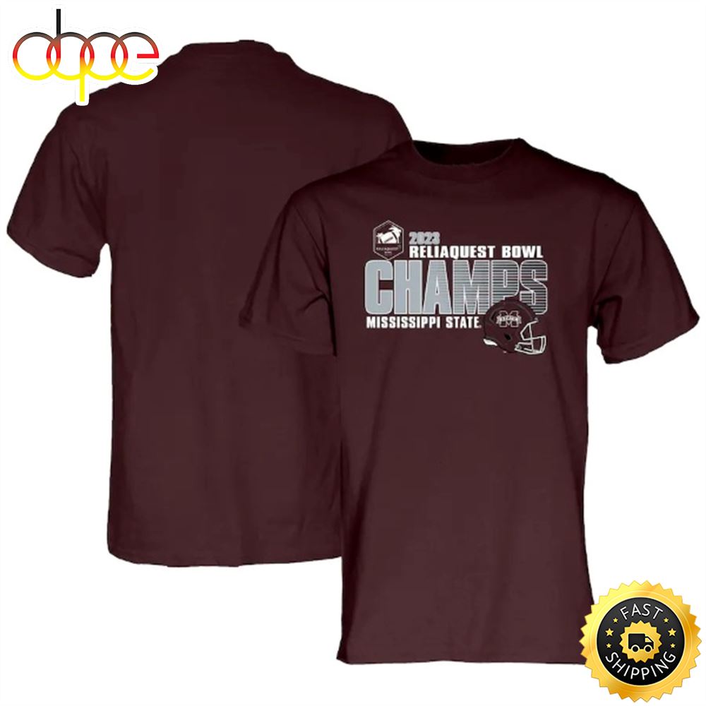 Mississippi State Bulldogs Blue 84 2023 ReliaQuest Bowl Champions Maroon T Shirt
