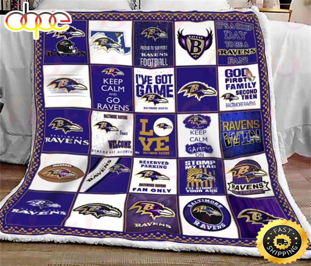 NFL Baltimore Ravens NFL Footballs Sherpa Fleece Blanket