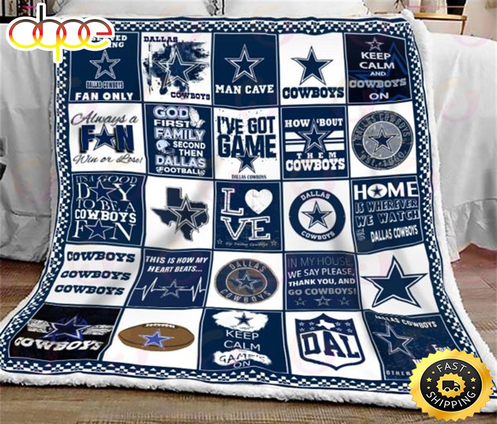 NFL Dallas Cowboys Logo NFL Football Sherpa Fleece Blanket