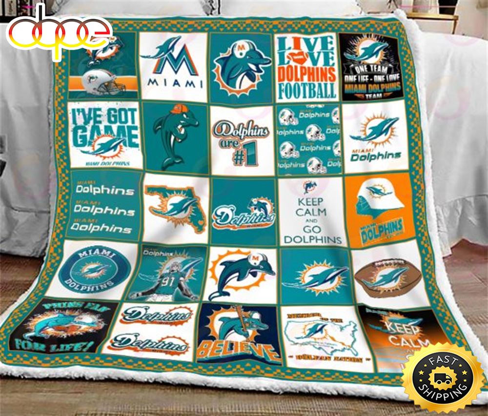Miami Dolphins NFL Legends In History Fleece Blanket Quilt - Growkoc