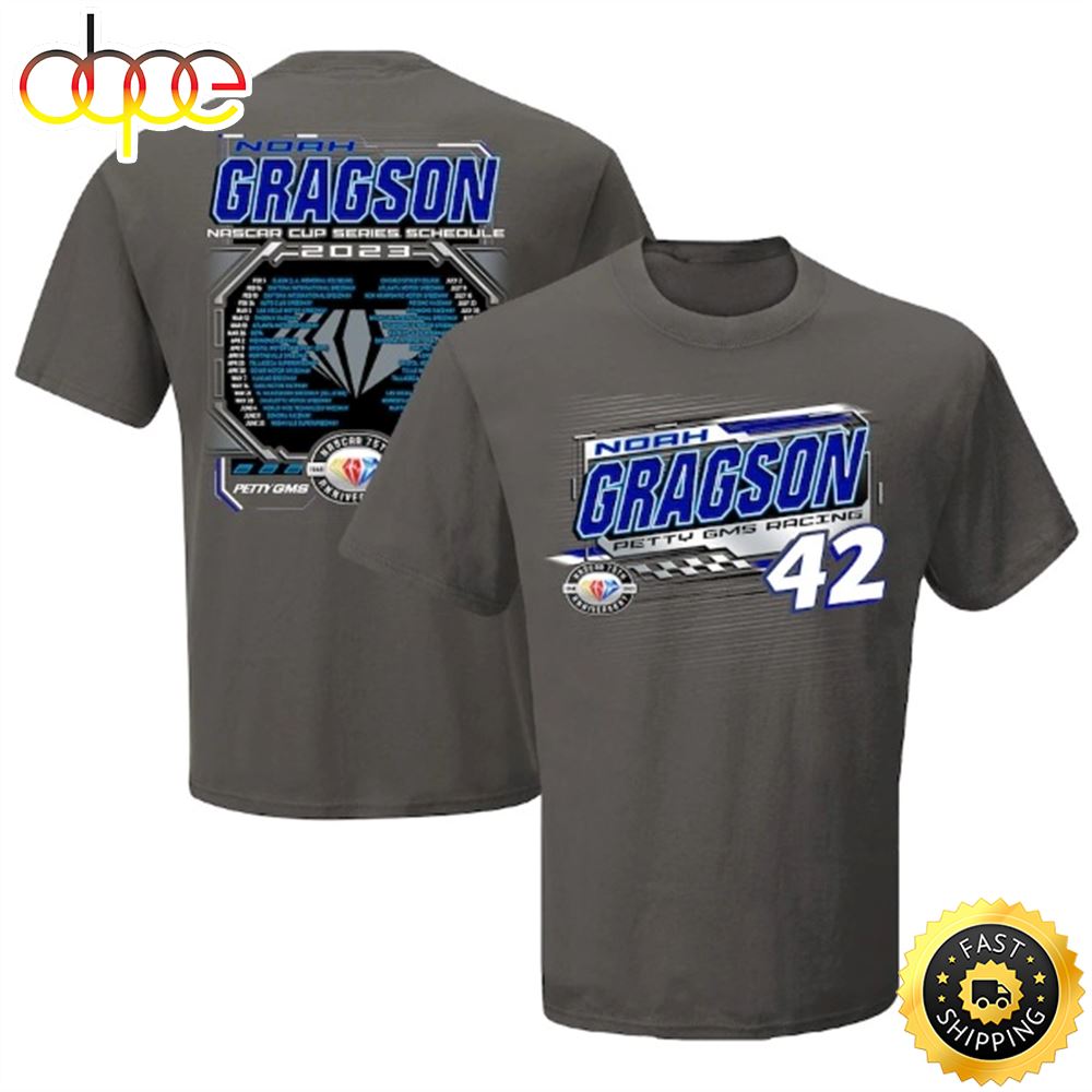 Noah Gragson Checkered Flag 2023 NASCAR Cup Series Schedule Charcoal T Shirt