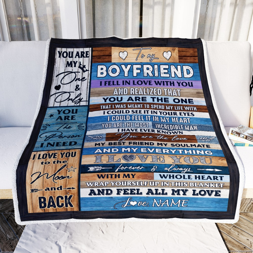 Personalized To My Boyfriend From Girlfriend Wood I Fell In Love With You Boyfriend Anniversary Valentines Day Wedding Blanket 1