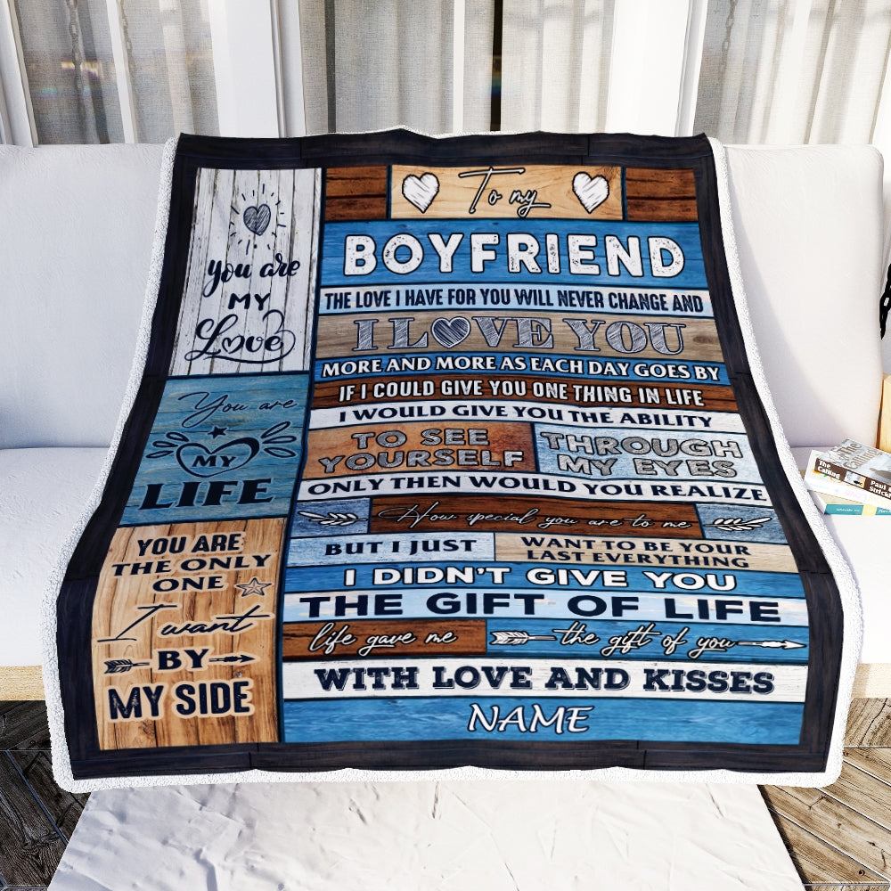 Personalized To My Boyfriend From Girlfriend Wood I Love You More And More Boyfriend Anniversary Valentines Day For Him Blanket 1