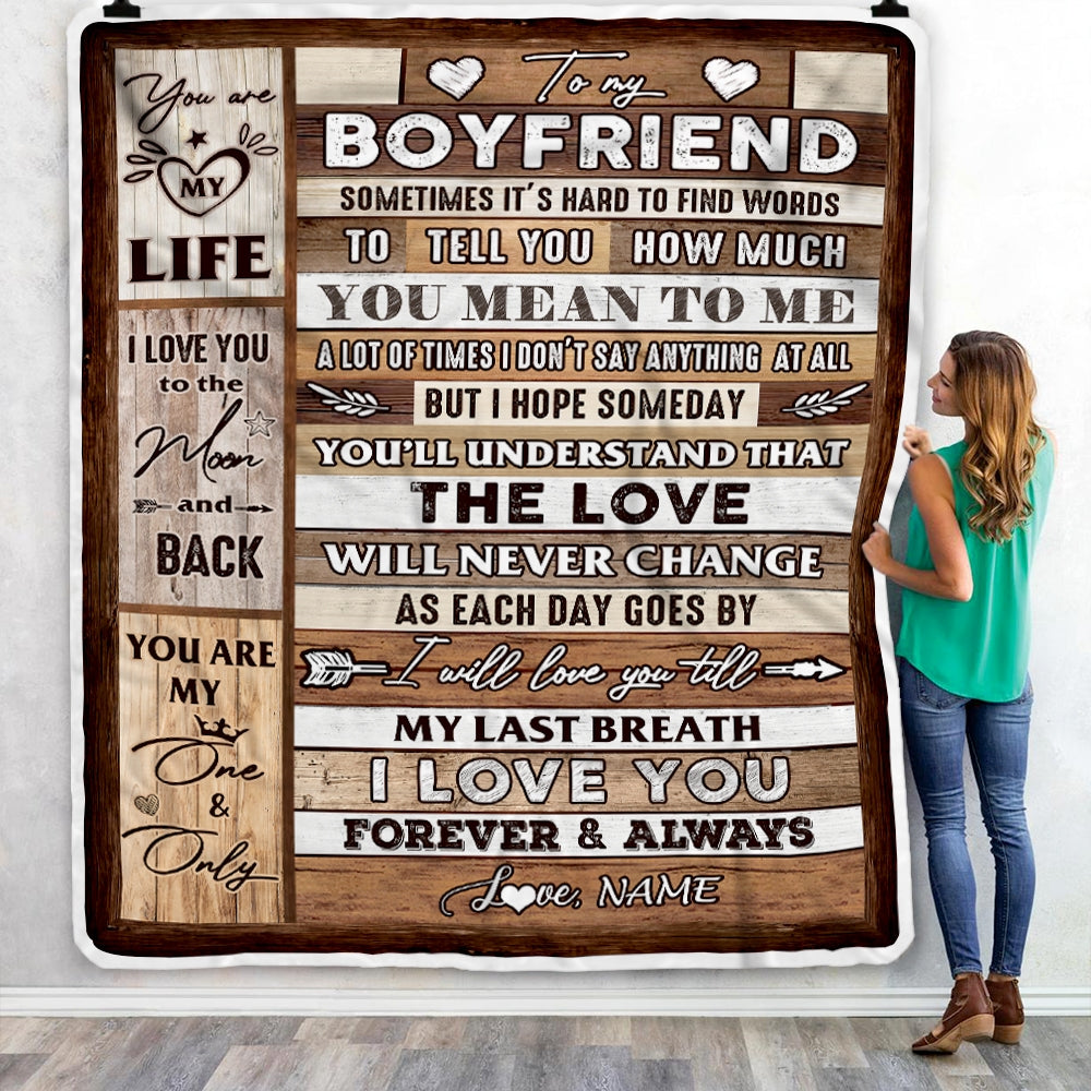 Personalized To My Boyfriend From Girlfriend Wood You Meaning To Me Love You Boyfriend Anniversary Valentines Day For Her Blanket 1