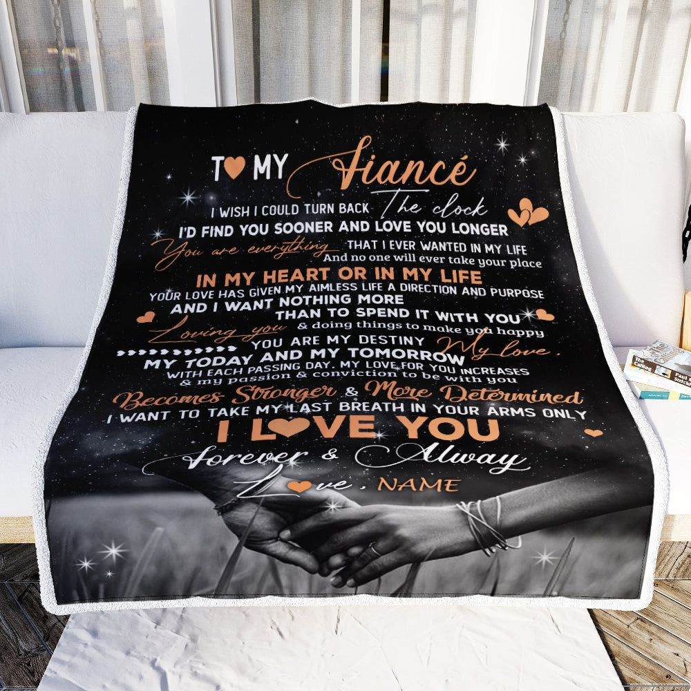 Personalized To My Fiance From Fiancee I D Find You Ooner Love You Longer Fiance Anniversary Wedding Valentines Day Blanket 1