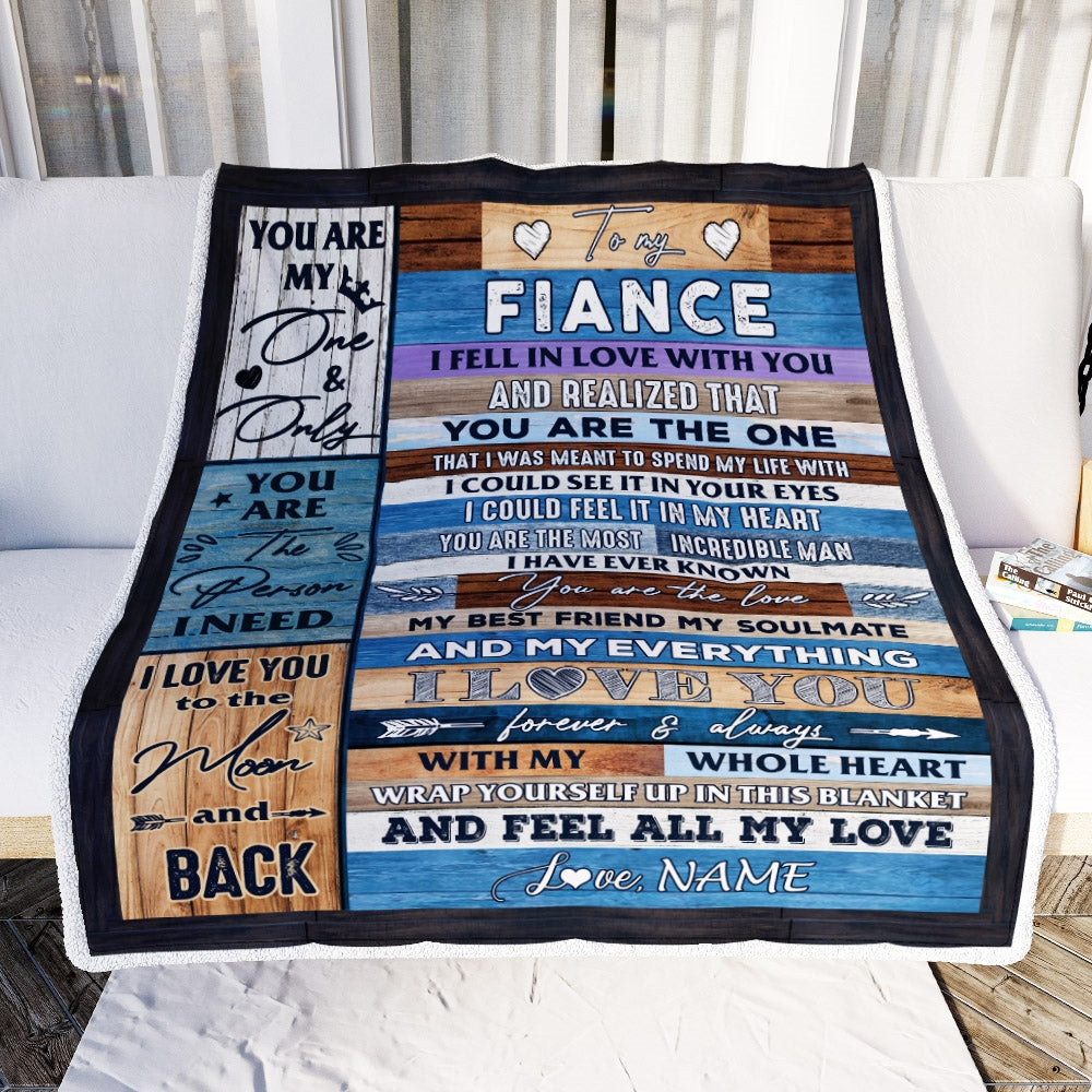 Personalized To My Fiance From Fiancee S Name Wood I Fell In Love With You Fiance Anniversary Valentines Day Wedding Blanket 1