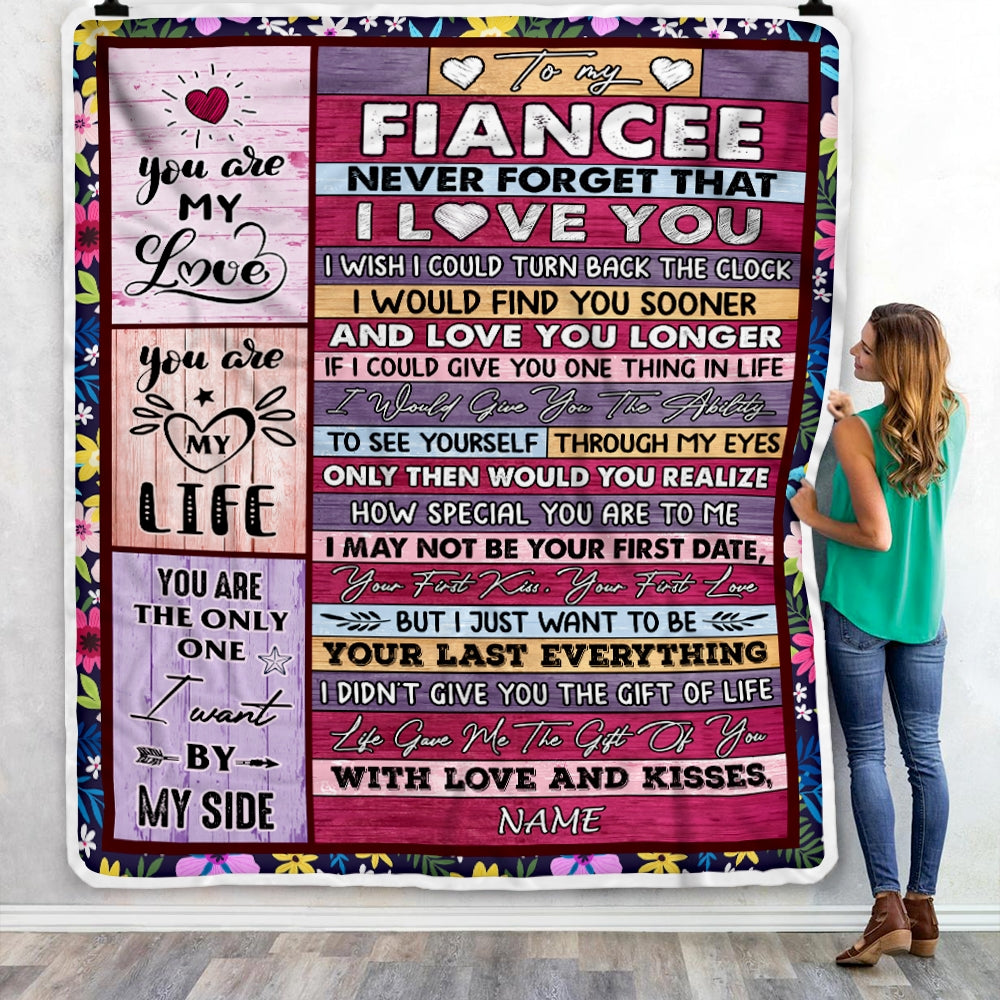 Personalized To My Fiancee From Fiance Name Wood Never Forget That I Love You Fiancee Anniversary Valentines Day Wedding Blanket 1