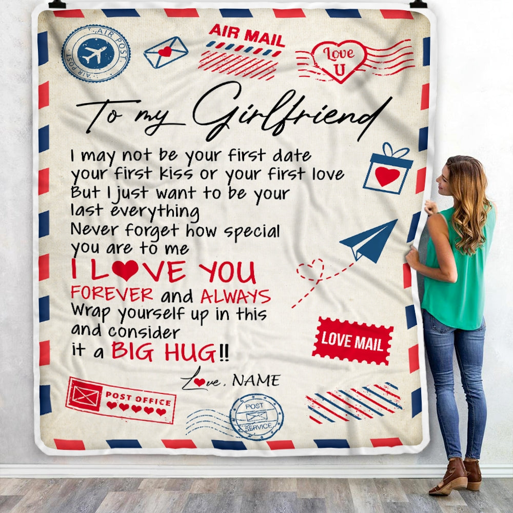Personalized To My Girlfriend From Boyfriend Love You Forever Always Airmail Letter Birthday Valentine Blanket 1