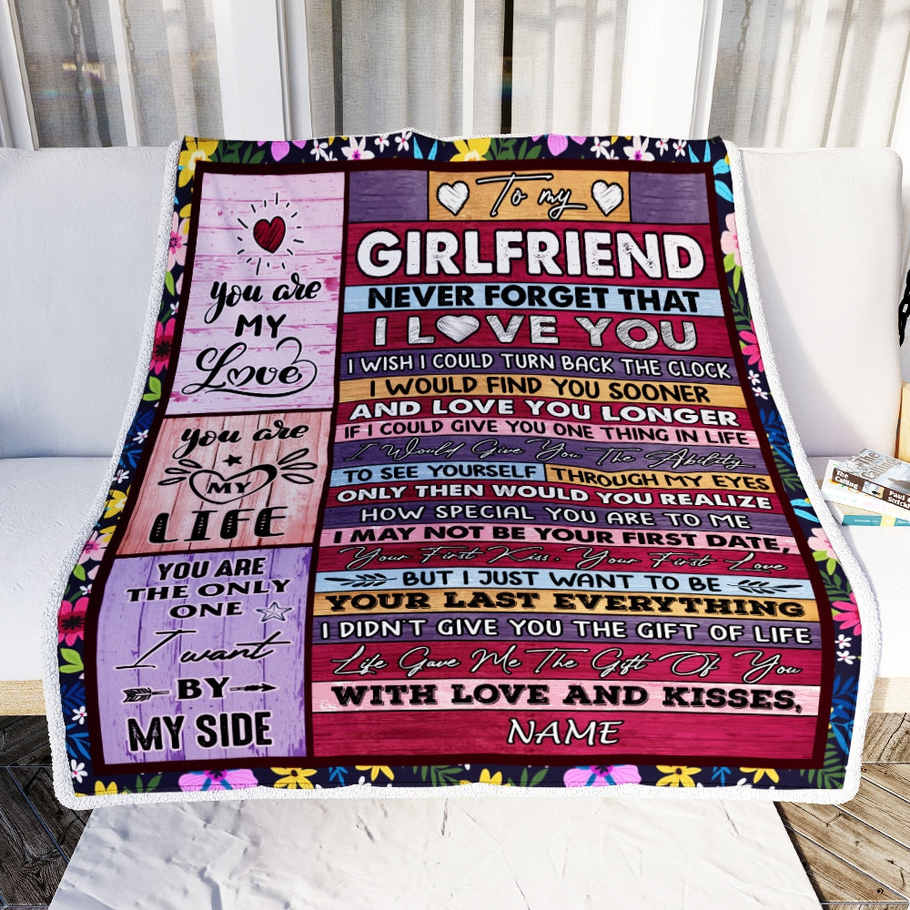 Personalized To My Girlfriend From Boyfriend S Name Wood Never Forget That I Love You Girlfriend Anniversary Valentines Day Blanket 1
