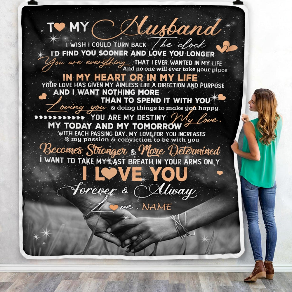 Personalized To My Husband From Wife I D Find You Ooner Love You Longer Husband Anniversary Wedding Valentines Day Blanket 1
