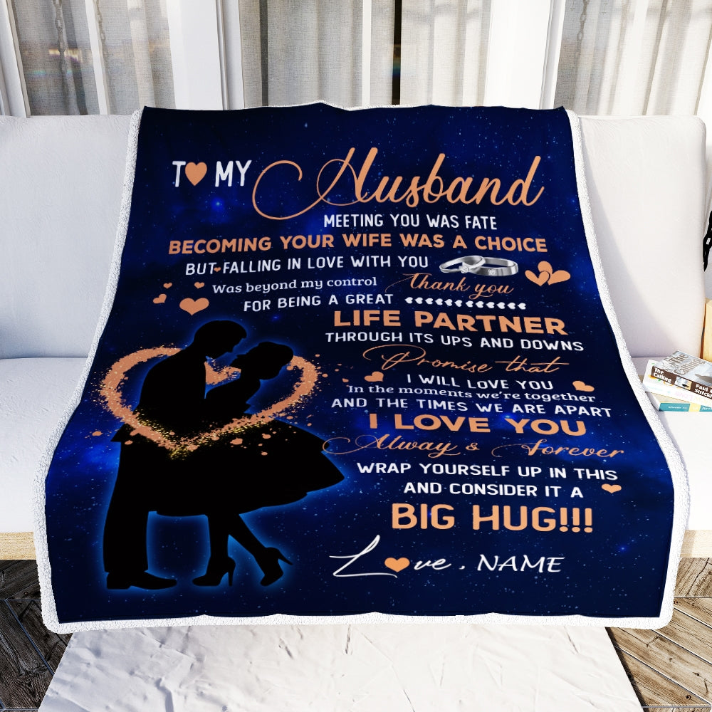Personalized To My Husband From Wife Thank You It A Big Hug Husband Anniversary Wedding Day Valentines Day Blanket 1