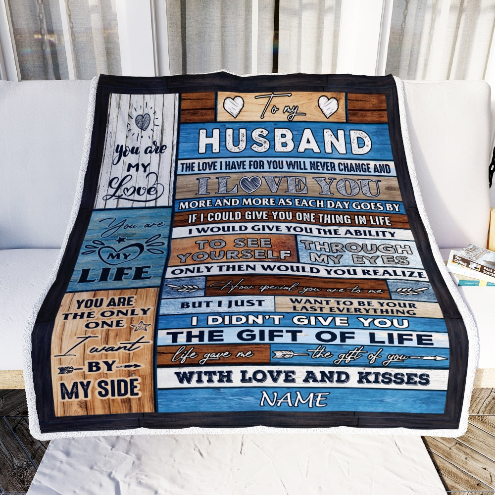 Personalized To My Husband From Wife Wood I Love You More And More Husband Anniversary Valentines Day For Him Wedding Blanket 1