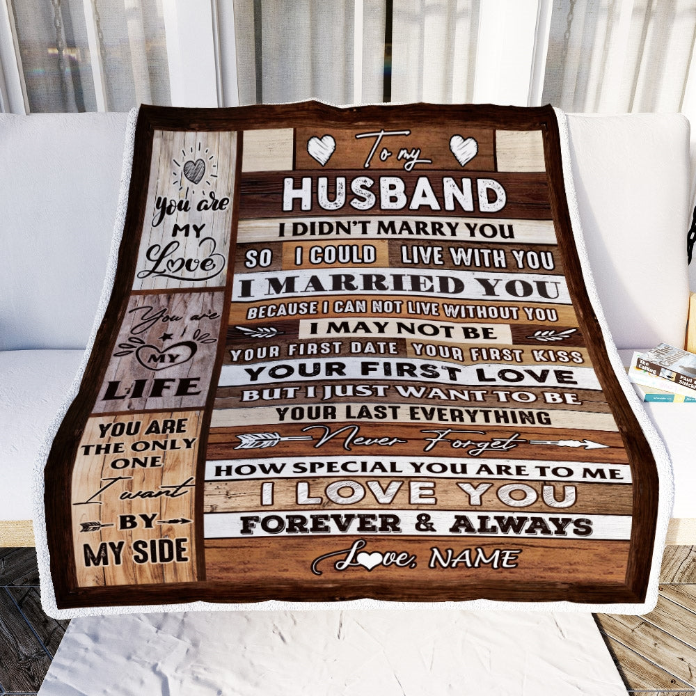 Personalized To My Husband From Wife Wood You Are My Love My Life Husband Anniversary Wedding Valentines Day Blanket 1