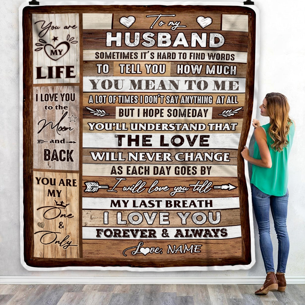 Personalized To My Husband From Wife Wood You Meaning To Me Love You Husband Anniversary Valentines Day For Her Wedding Blanket 1