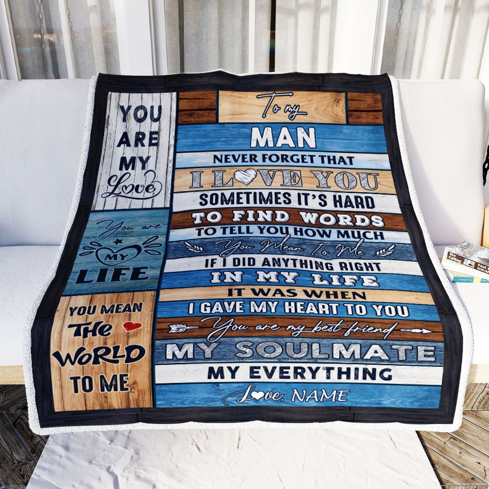 Personalized To My Man From Wife Never Forget I Love You Husband Birthday Anniversary Wedding Valentines Day Blanket 1