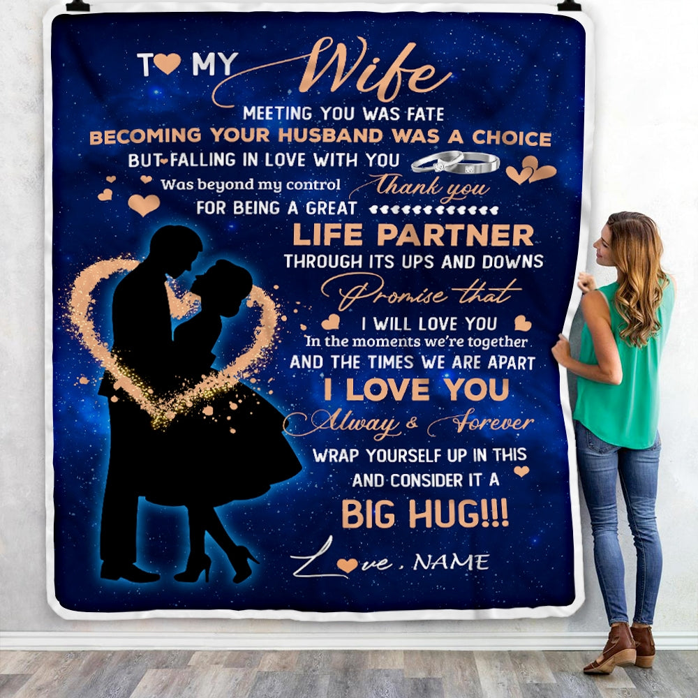 Personalized To My Wife From Husband Thank You It A Big Hug Wife Anniversary Wedding Day Valentines Day Wedding Blanket 1