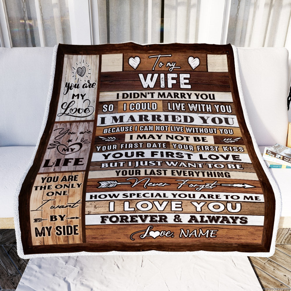 Personalized To My Wife From Husband Wood You Are My Love My Life Wife Anniversary Wedding Valentines Day Blanket 1