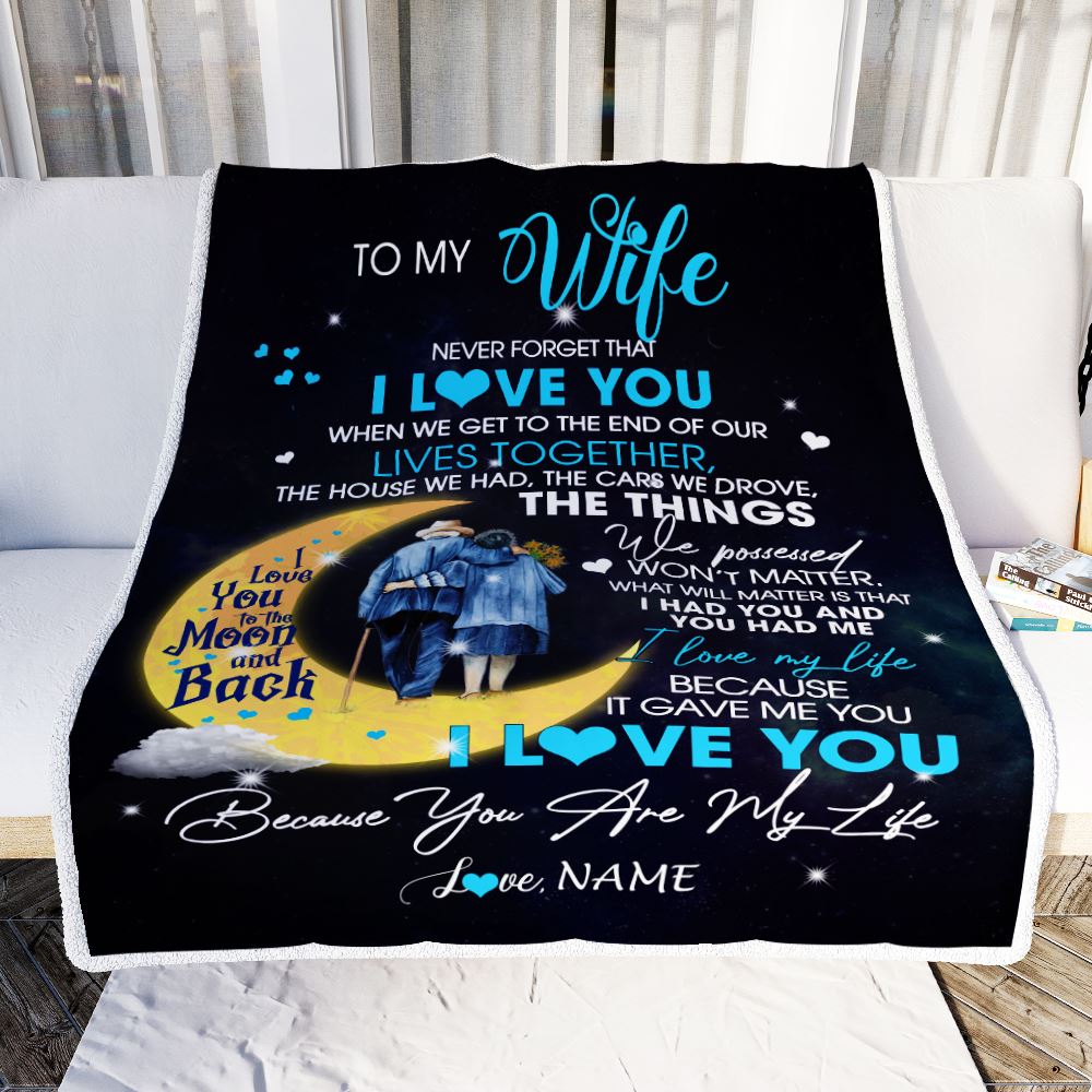 Personalized To My Wife From Husband I Love You You Are My Life Moon Wife Birthday Anniversary Valentines Day Blanket 1