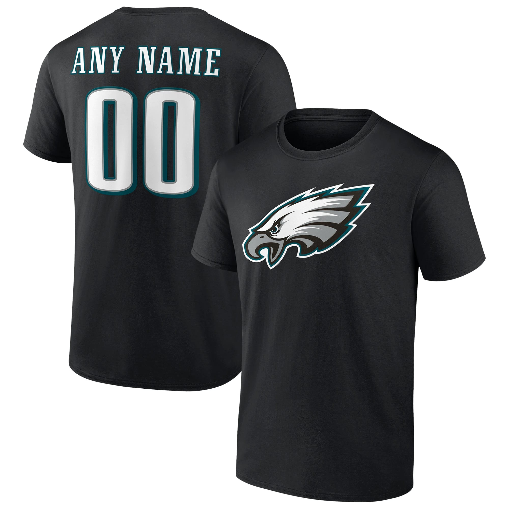 Philadelphia Eagles Fanatics Branded Team Authentic Personalized Name & Number Black T-shirt