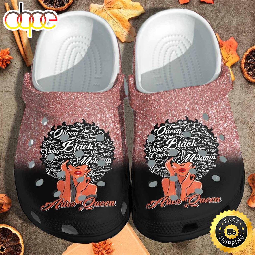 Queen Black Aries April Birthday Crocs Shoes Clogs Gift For Daughter Wife Wjc2kd