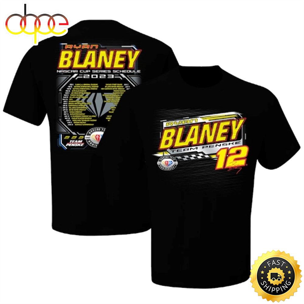 Ryan Blaney Team Penske 2023 NASCAR Cup Series Schedule Black T Shirt