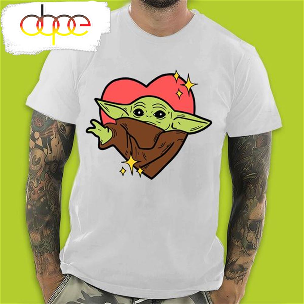 Star War Baby Yoda With Heart In Valentines Day T Shirt