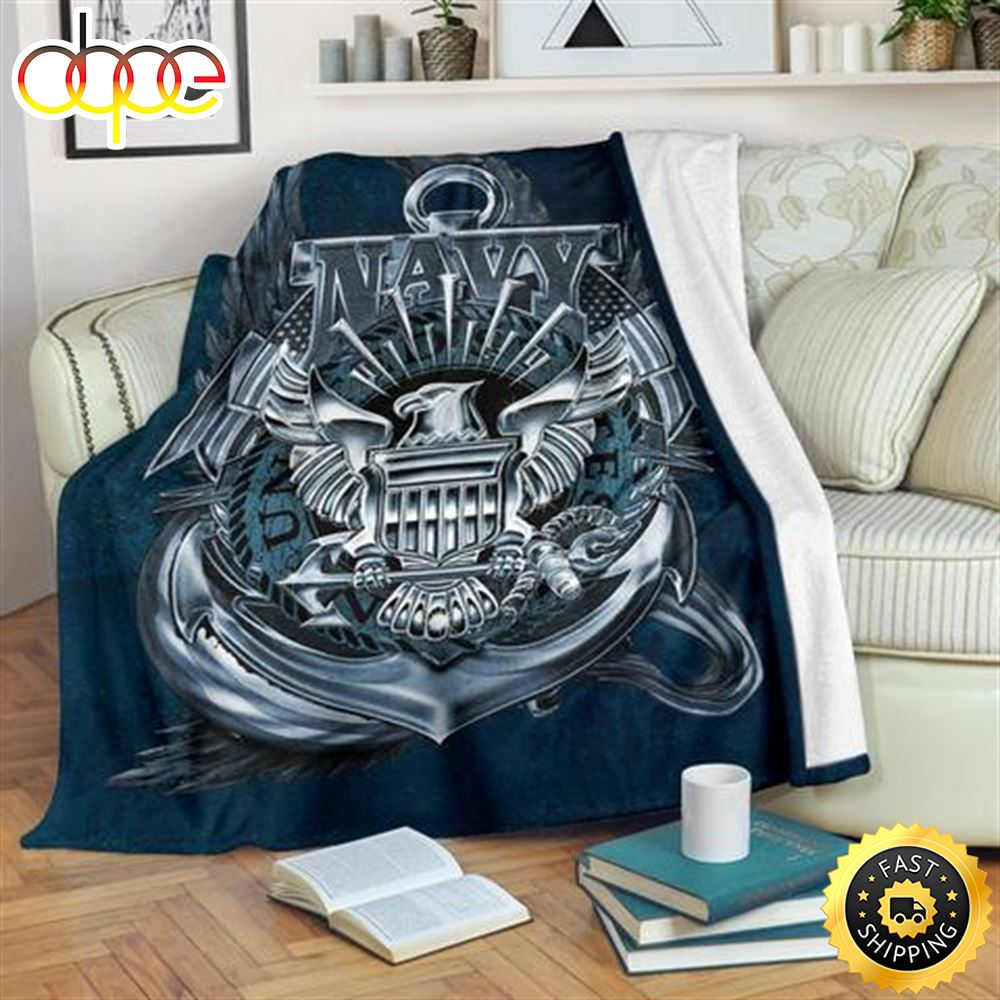 The United State Navy Eagle Fleece Throw Blanket 1