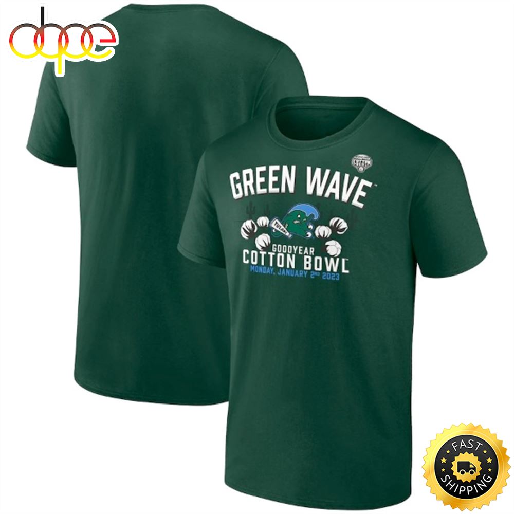 Tulane Green Wave Fanatics Branded 2023 Cotton Bowl Gameday Stadium Green T Shirt