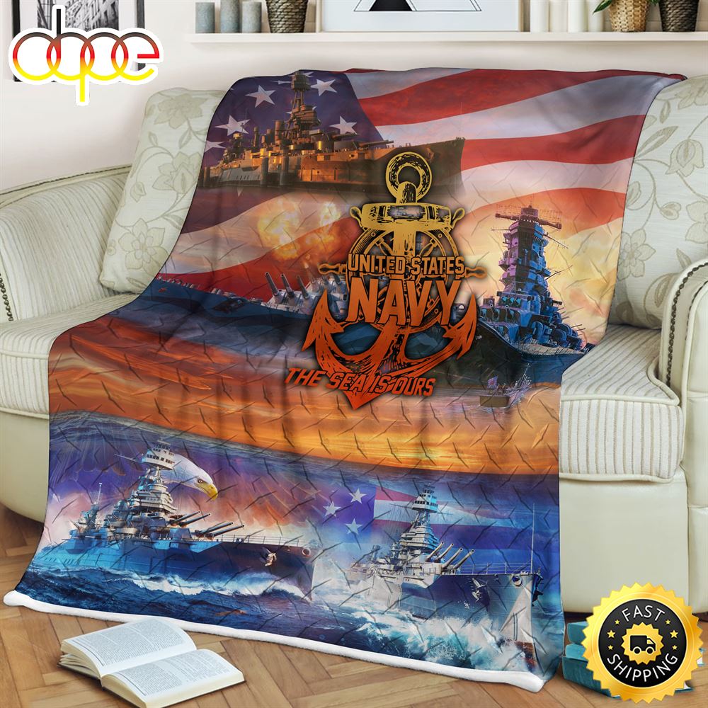 United State Navy The Sea Is Ours Fleece Throw Blanket 1