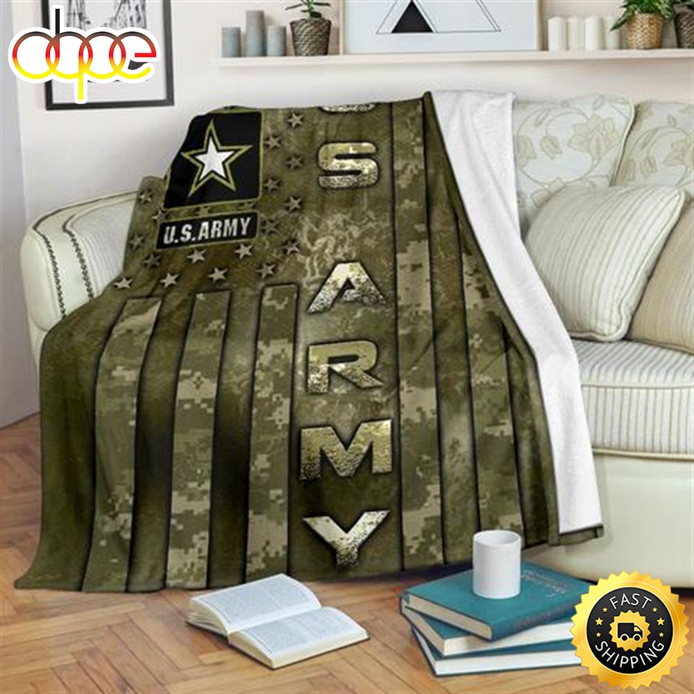 Us Army American Flag Fleece Throw Blanket 1