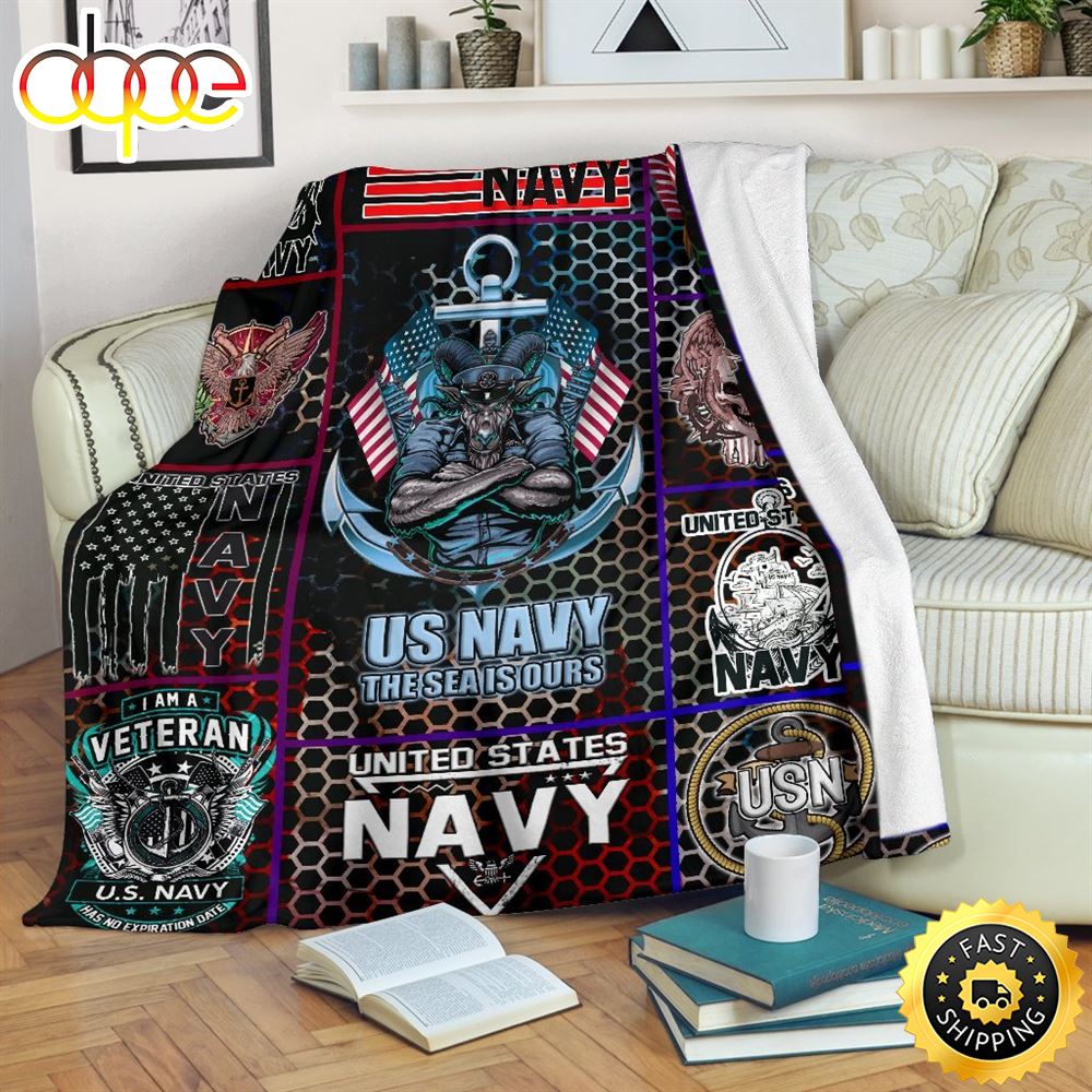 Us Navy The Sea Is Ours Fleece Throw Blanket 1