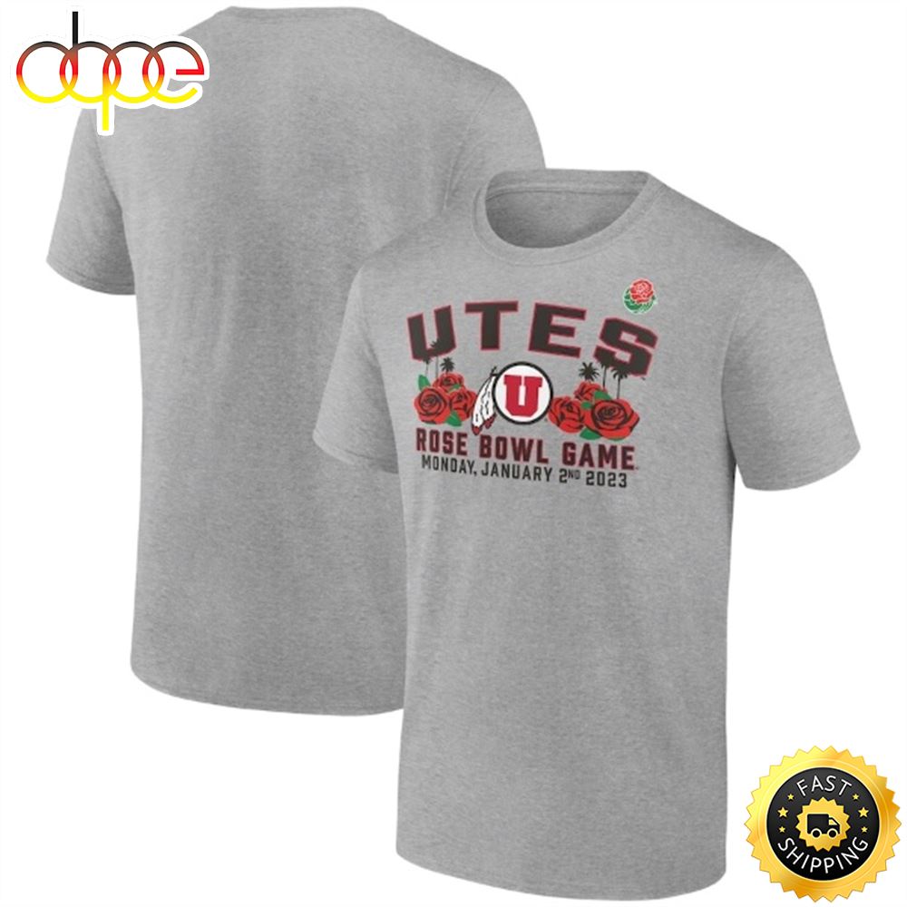 Utah Utes Fanatics Branded 2023 Rose Bowl Gameday Stadium Heather Gray T Shirt
