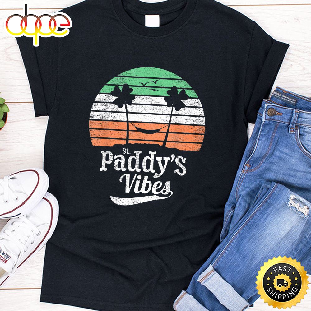 Vintage St Paddy S Vibes Lucky Shamrock Beach St Patrick Day T Shirt
