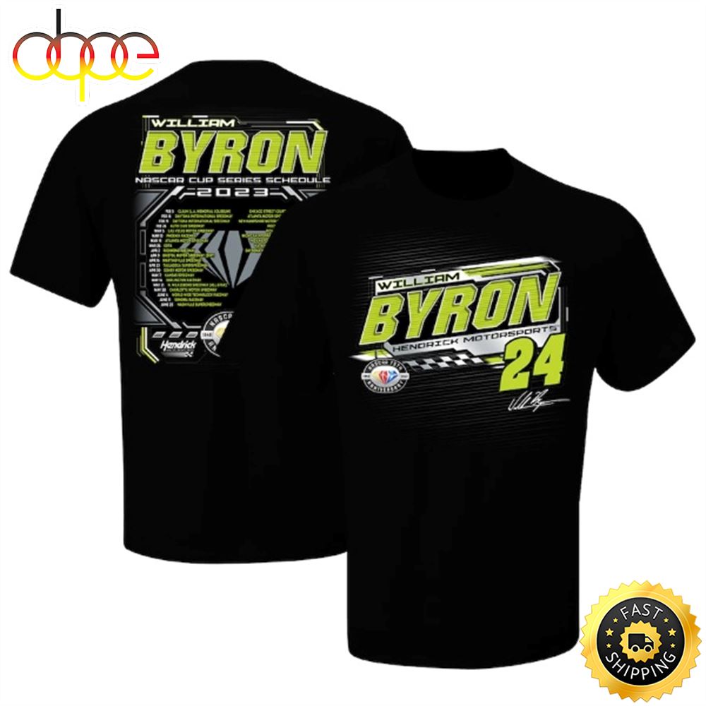William Byron Hendrick Motorsports Team Collection 2023 NASCAR Cup Series Schedule Black T Shirt