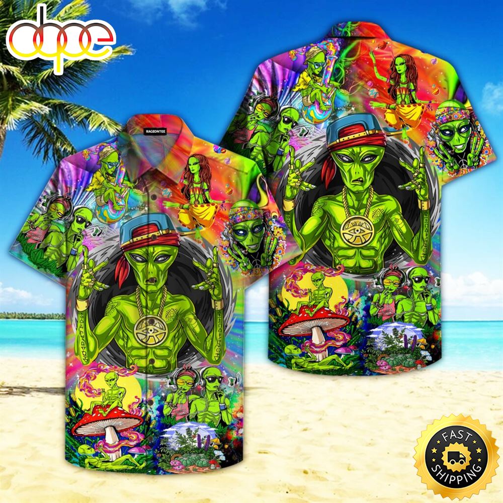 Alien Hippie Hawaiian Shirt Beachwear For Men Gifts For Young Adults 1 Hfe03t