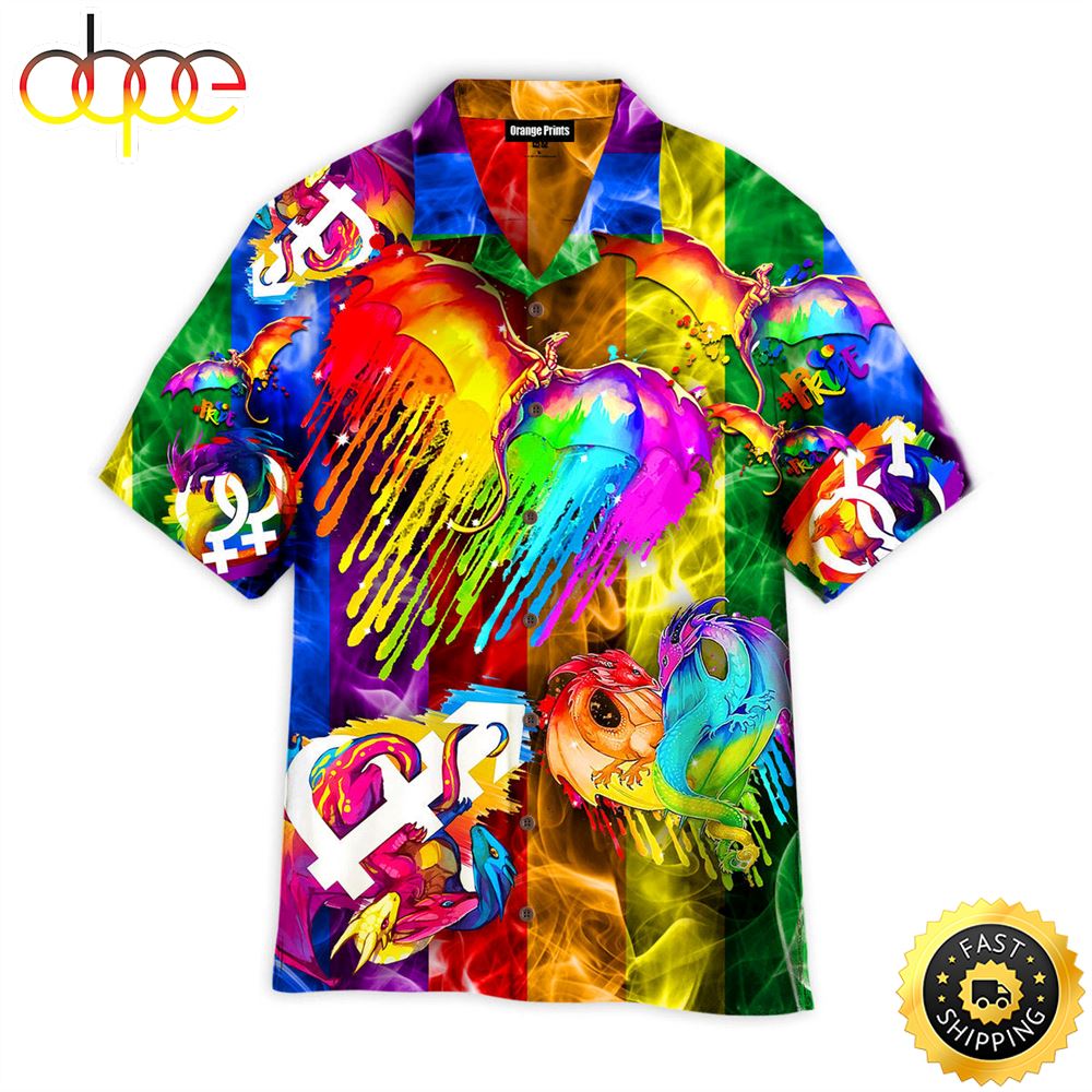 Amazing Colorful LGBT Pride Aloha Hawaiian Shirts For Men For Women Qijjfq