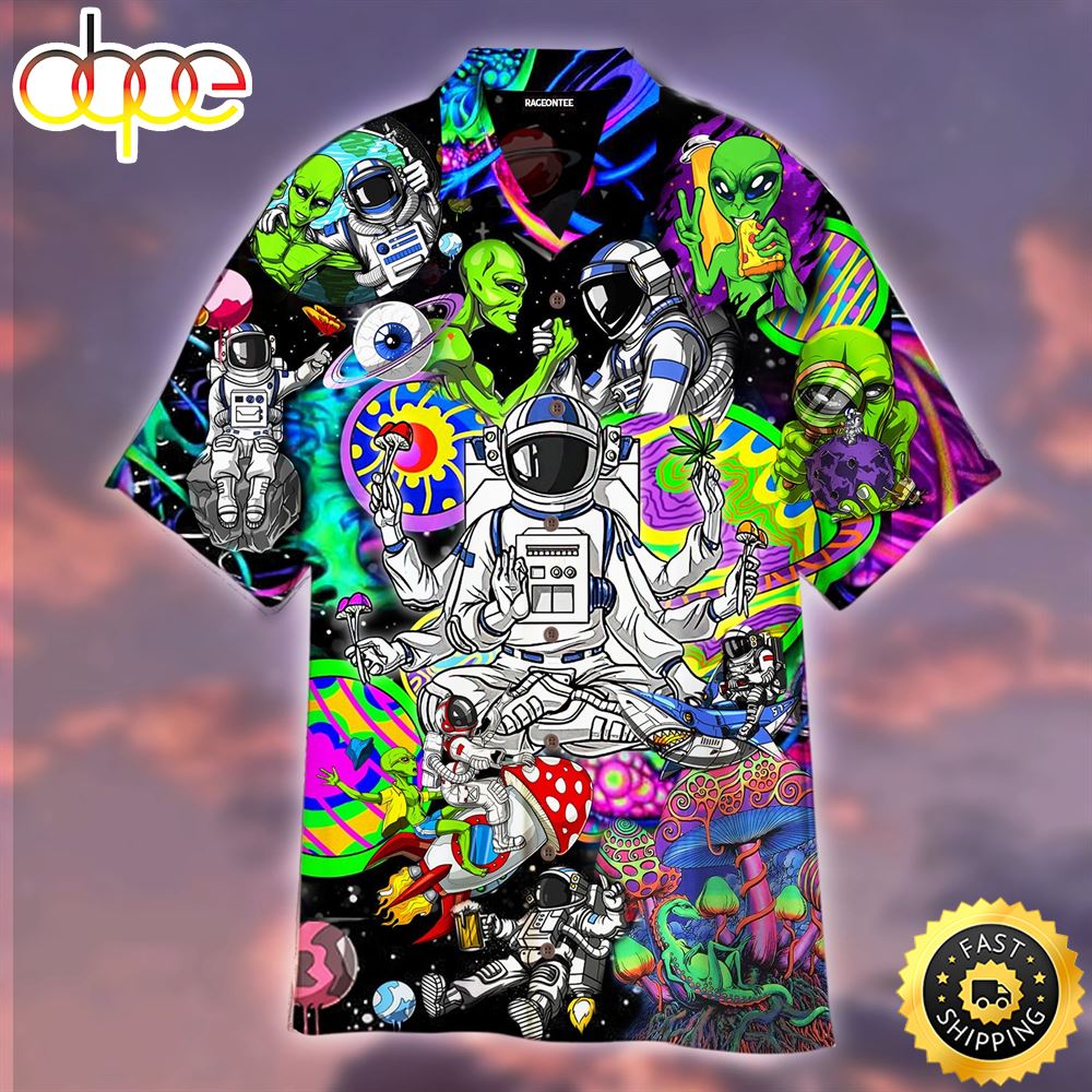 Astronaut Alien Hippie Hawaiian Shirt Beachwear For Men Gifts For Young Adults 1 Tiglbl
