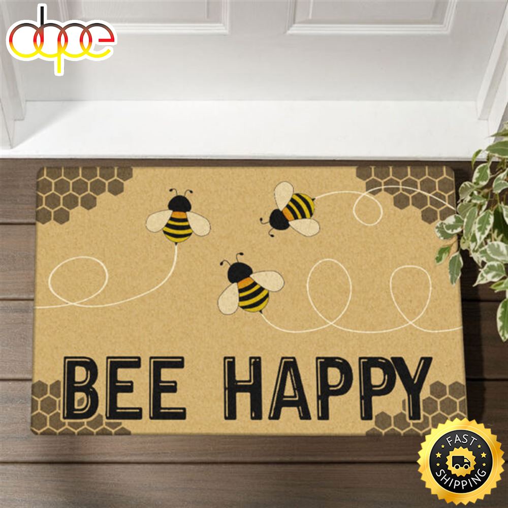 Bee Happy Hippie Doormat Giszcx