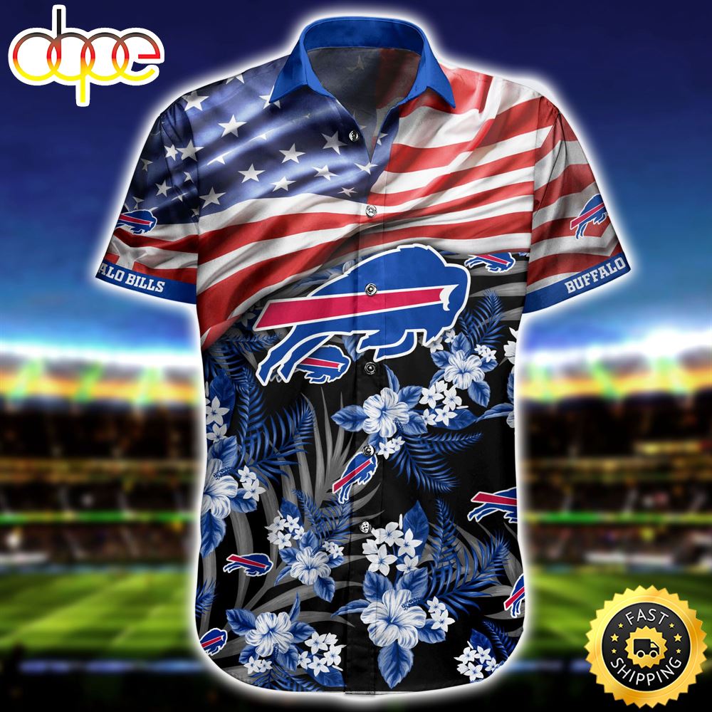 Buffalo Bills NFL Trends Summer Tropical Patterns US Flag Best Gift For Sports Enthusiast Hawaiian Shirt Aw6c2s