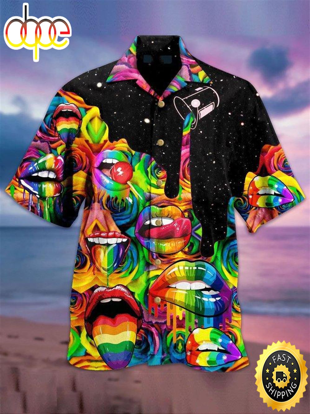 Candy Lips LGBT Aloha Hawaiian Shirts For Men For Women Fj6yve