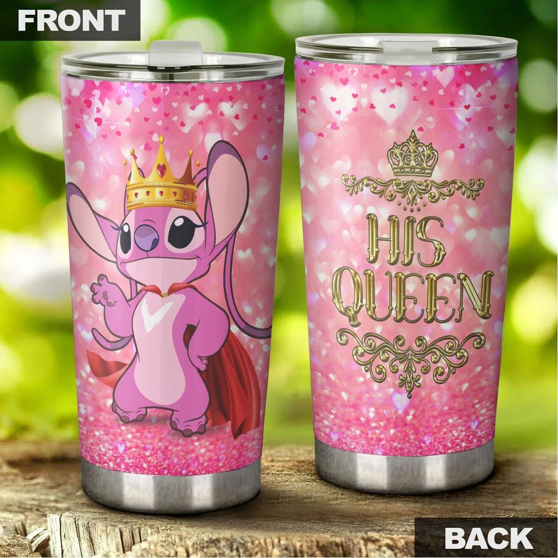 Cartoon Movie Angel His Queen Matching Couple Stainless Steel Tumbler For Disney Fan Erpnm2