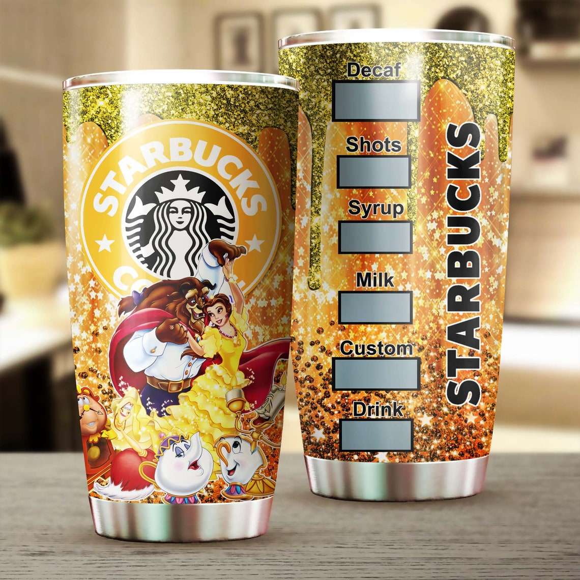Cartoon Movie Beauty Amp Beast Starbucks Stainless Steel Tumbler For Disney Fan Gtjlso