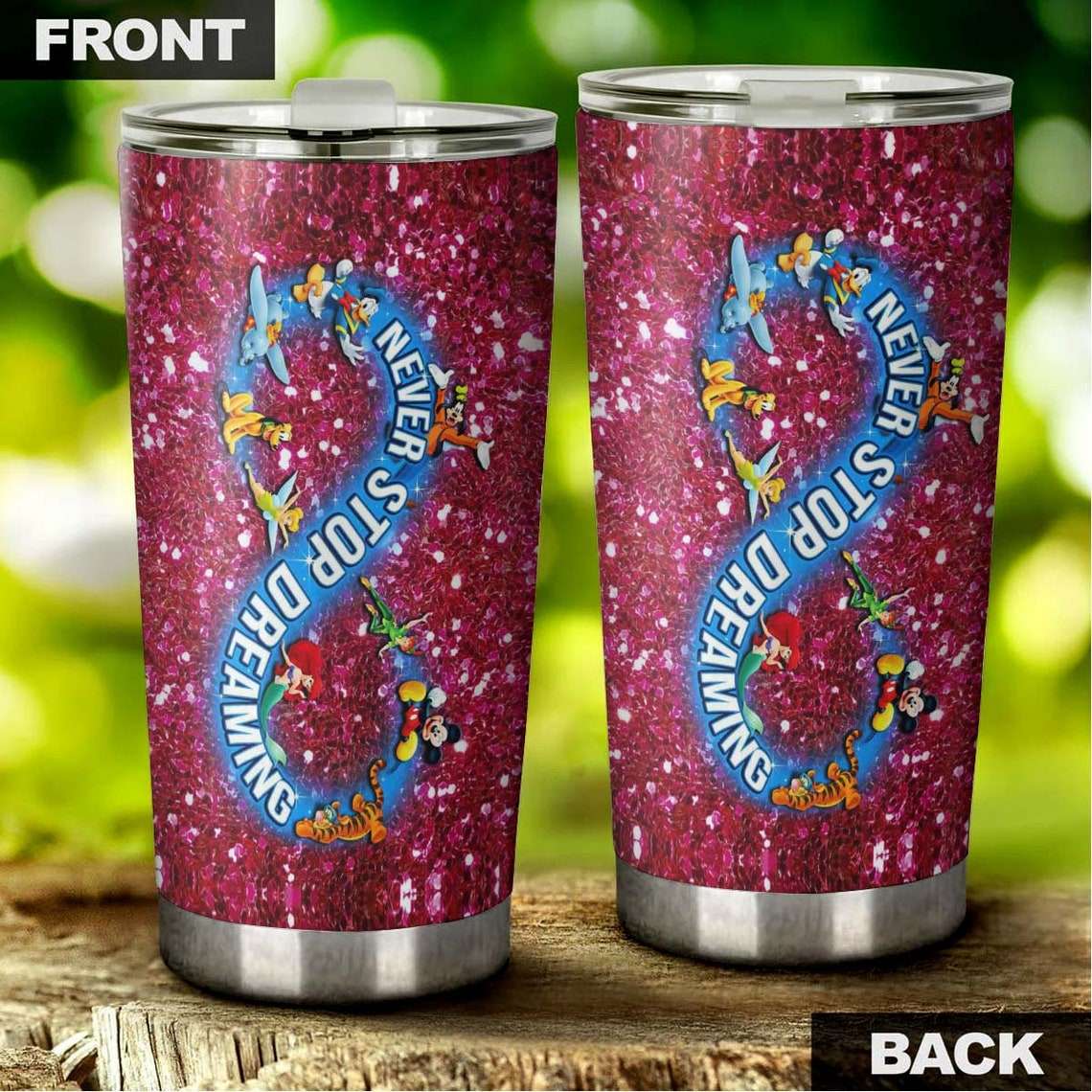 Cartoon Movie Tiana The Princess & The Frog Clear Gray Glitter Stainless  Steel Tumbler For Disney Fan –