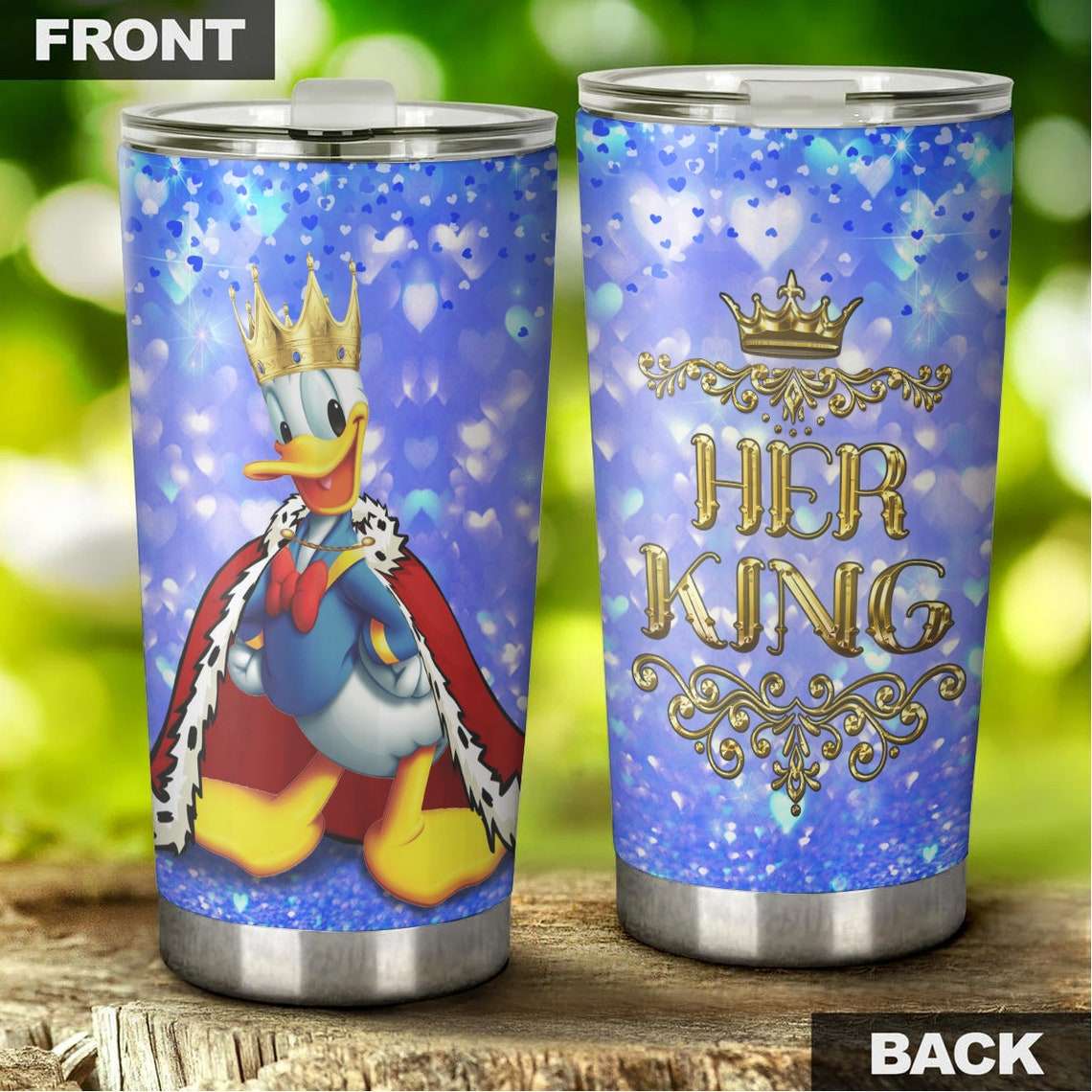 Cartoon Movie Donald Her King Matching Couple Stainless Steel Tumbler For Disney Fan Z8a3su