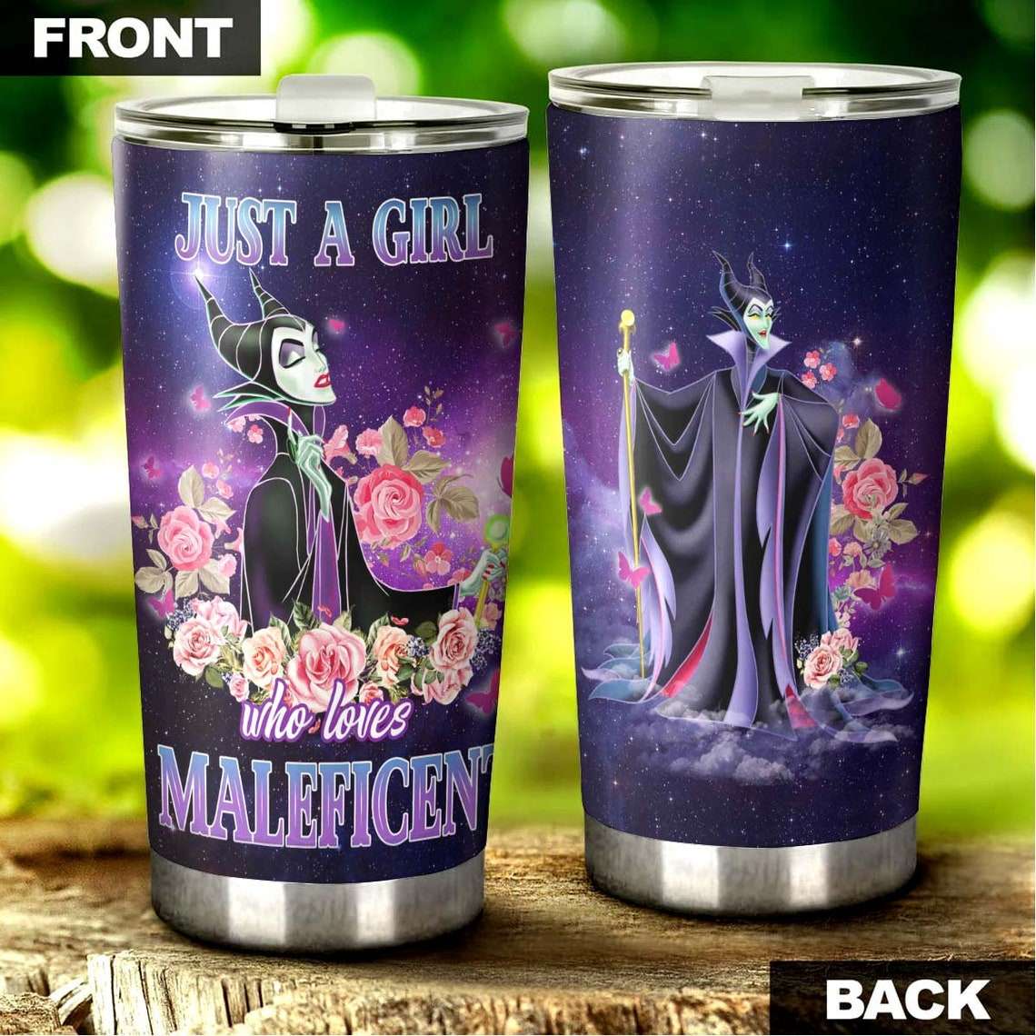 Cartoon Movie Maleficent Floral Roses Stainless Steel Tumbler For Disney Fan Ji3zcl