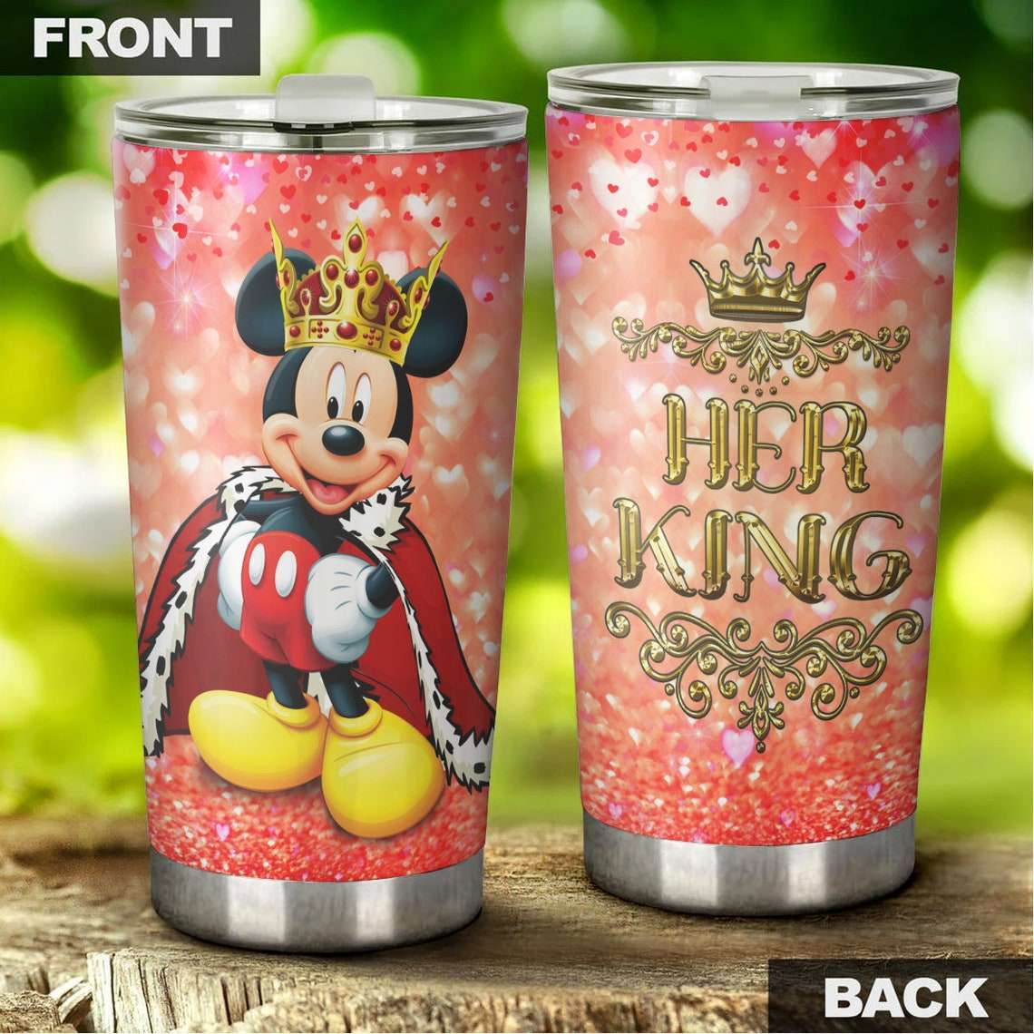 Cartoon Movie Mickey Mouse Her King Matching Couple Stainless Steel Tumbler For Disney Fan Gytdnf