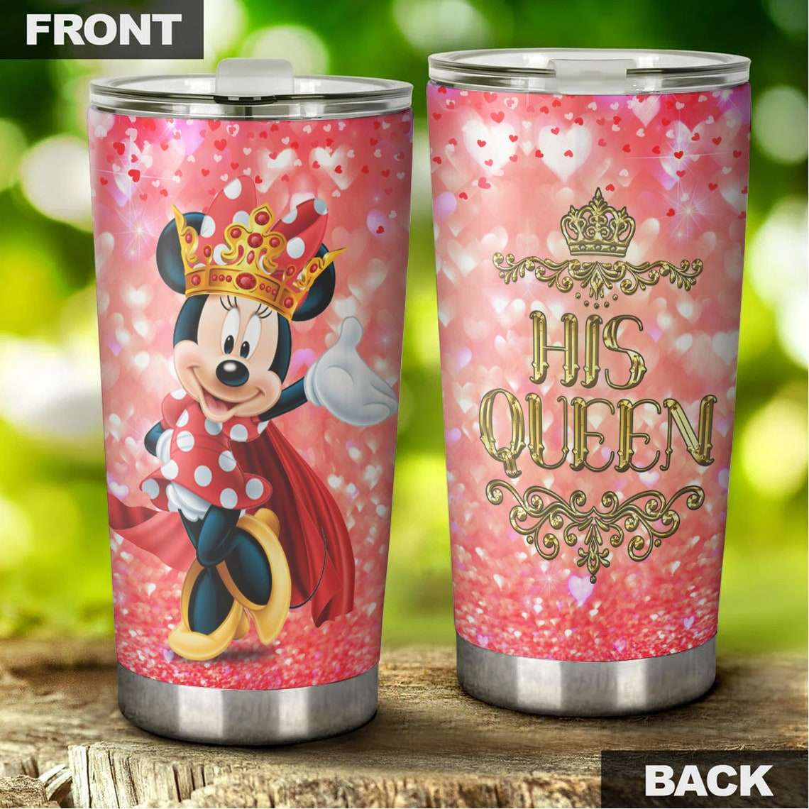 Cartoon Movie Minnie Mouse His Queen Matching Couple Stainless Steel Tumbler For Disney Fan Lotll1