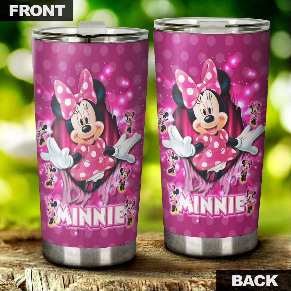 Cartoon Movie Minnie Mouse Pink Stainless Steel Tumbler For Disney Fan Vihwak