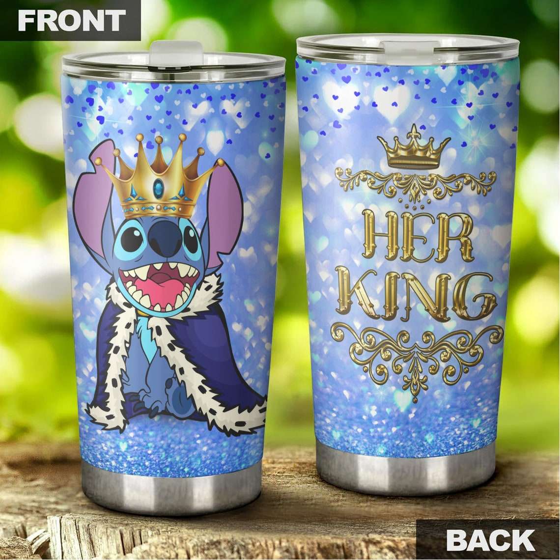 Cartoon Movie Stitch Her King Matching Couple Stainless Steel Tumbler For Disney Fan Xeyw1w