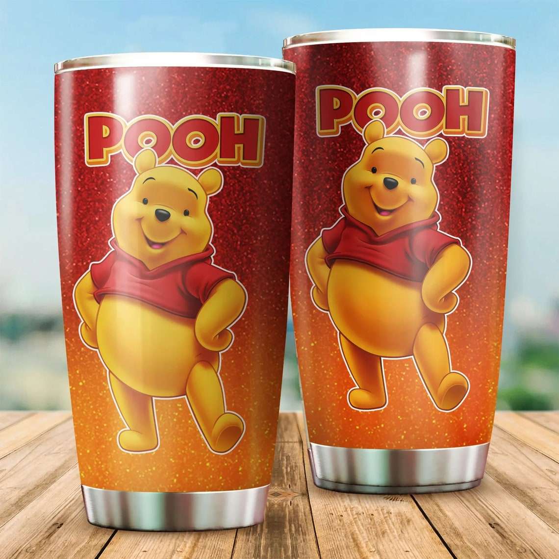 Cartoon Movie Winnie Pooh Ombre Stainless Steel Tumbler For Disney Fan Gqgg79